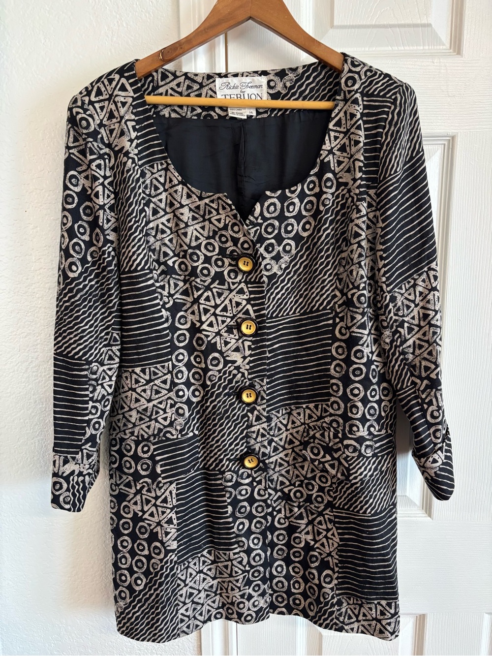 Teri Jon Linen Gold Button Down Mini Dress Size 14